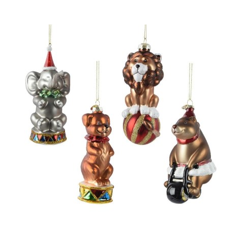 ANIMALI VETRO DA ALBERO D.12.5CM. 4 ASSORTITI